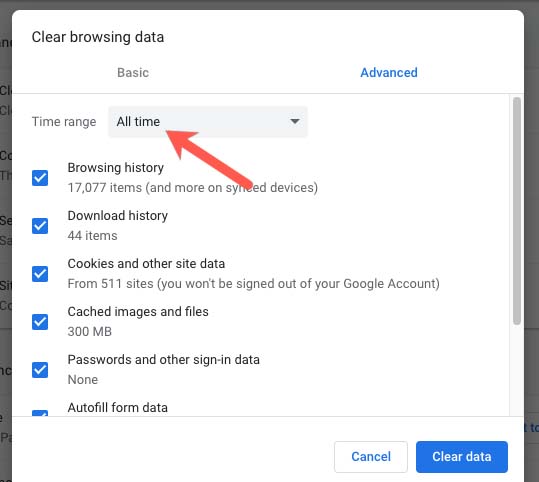 clearing browser cache