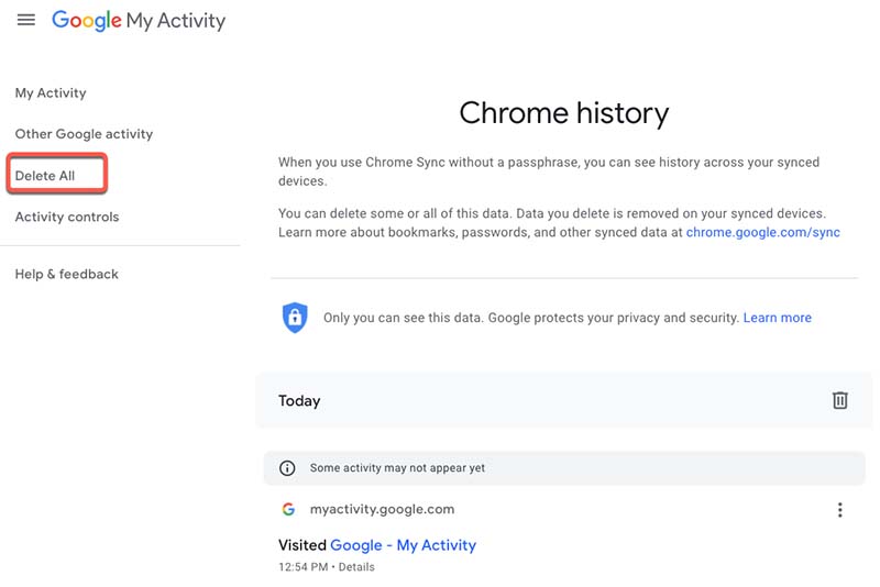 chrome browsing history