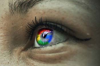 Google-colored eye